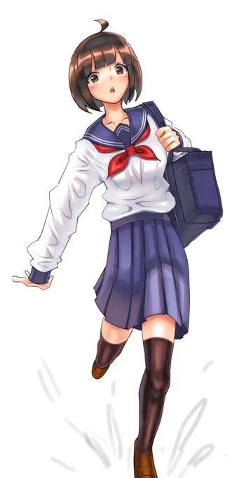 水溜まりを踏んじゃう系制服女子 