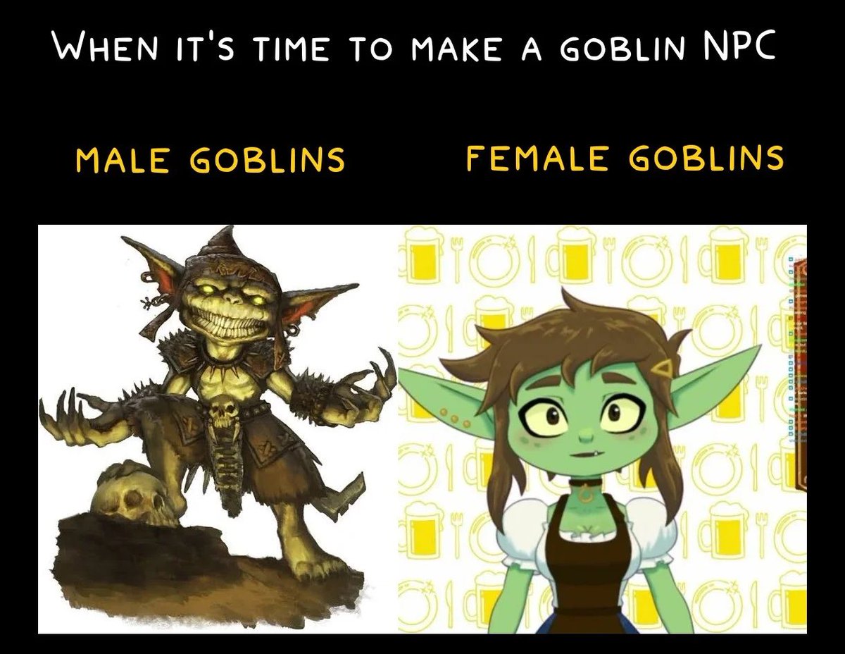 "Can anyone explain why male and female goblins look so different?"