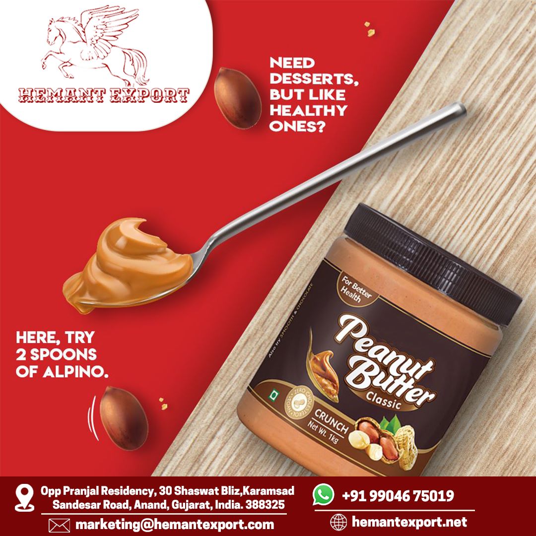 hemant_export's tweet image. Need #Desserts, But Like #Healthy Ones?
.
Here, try 2 Spoons of Alpino
.
We offer #Best #Quality #PeanutButter at the most #Affordable Price.
.
Our #products are #manufactured by #experienced #workers and are of the #highest #quality.
.
So what are you waiting for...