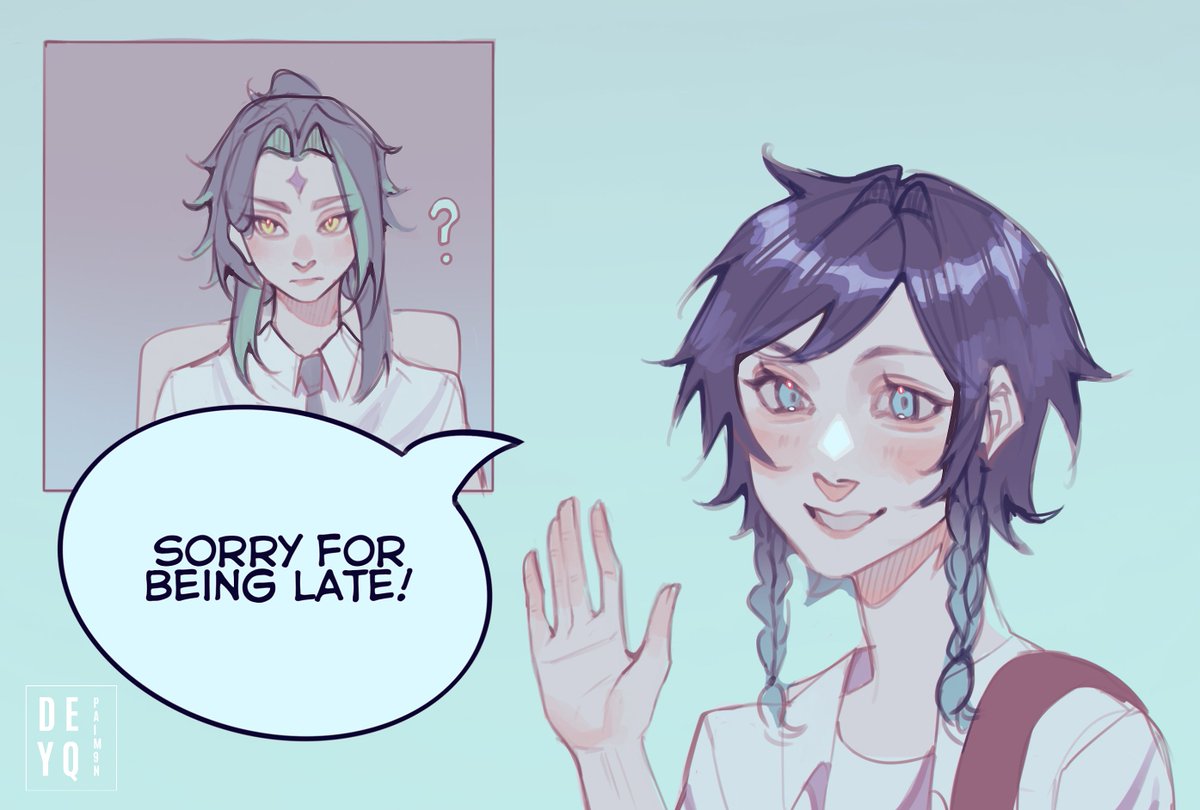 xiaoven interactive comic! (highschool au)

xiao and venti are now on their last year of highschool! despite having gone to the same school for years, they never once interacted.

but as though destined to meet, they were finally assigned to the same class! 