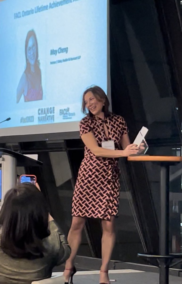 TheLawofWork's tweet photo. Just my incredible spouse, May Cheng, accepting yet another award, this time @faclOntario Lifetime Achievement Award

Also announcing she’s leaving Big Law to join a small Women led firm, @DipchandLLP.

Excited that May worked story of my goldfish Rambo into her kickass speech! https://t.co/cGOQHA2L3Q