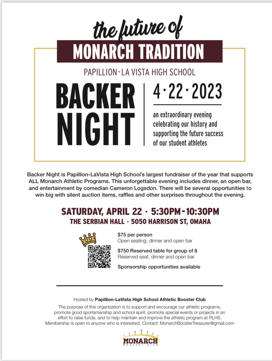 monarch_booster's tweet photo. CONTEST TIME!!!  LIKE THIS POST &amp; RETWEET to be entered to WIN 2 FREE tickets to Monarch Backer Night on Saturday, April 22,2023. A night supporting all monarch athletics…dinner, open bar all night, silent auction and a comedian!  Winner announced in 48 hours, Mon,March 6th at 8 https://t.co/jeG4nn73M3