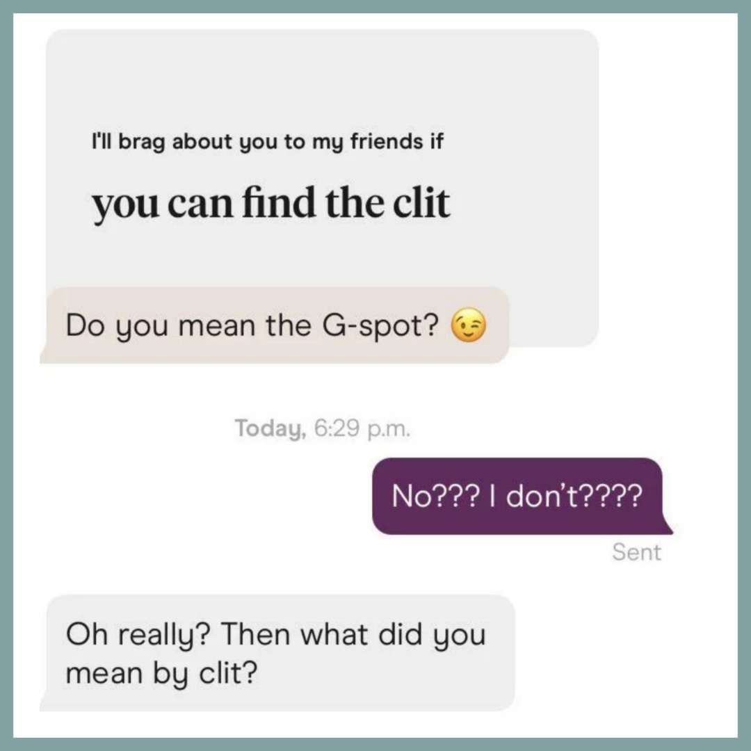 ask_aubry's tweet photo. Dude: Dating is so easy for women. Just pick one of hundreds of Nice Guys™ on the app.

And what's on the app:what did you mean by clit? https://t.co/mRod7m4AYU