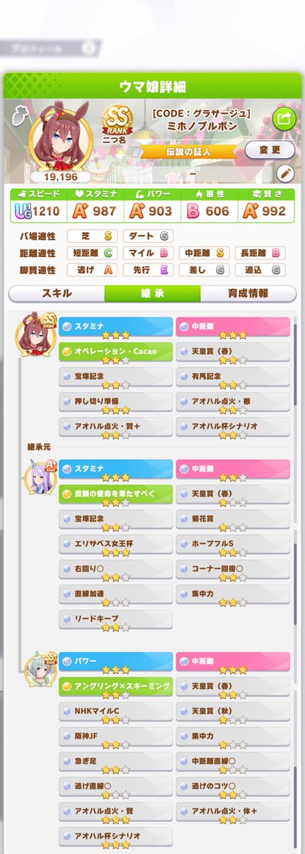 plam5959's tweet photo. スタミナ6 パワー3 中距離8 のチョコボン に変更しました
サポカラモーヌ完凸
ID 794157644
#ウマ娘 
#ウマ娘フレンド募集
#ウマ娘因子 https://t.co/IixBwJxi0n