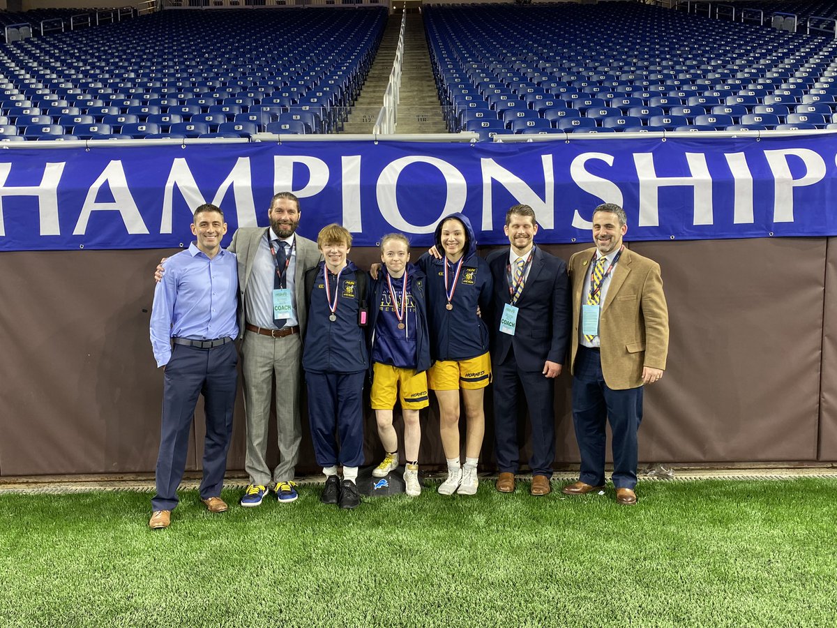SalineWrestling's tweet photo. 3 Hornets entered the weekend with aspirations of becoming All-State &amp; 3 left Ford Field as D1 All-State Wrestlers! Our program could not be more proud of these 3 &amp; the efforts they put forth the last two days! B. LaFleur 2nd, E. Hicks 3rd  &amp; T. Eisemann 4th! Future is bright! https://t.co/rzpAflGRD5