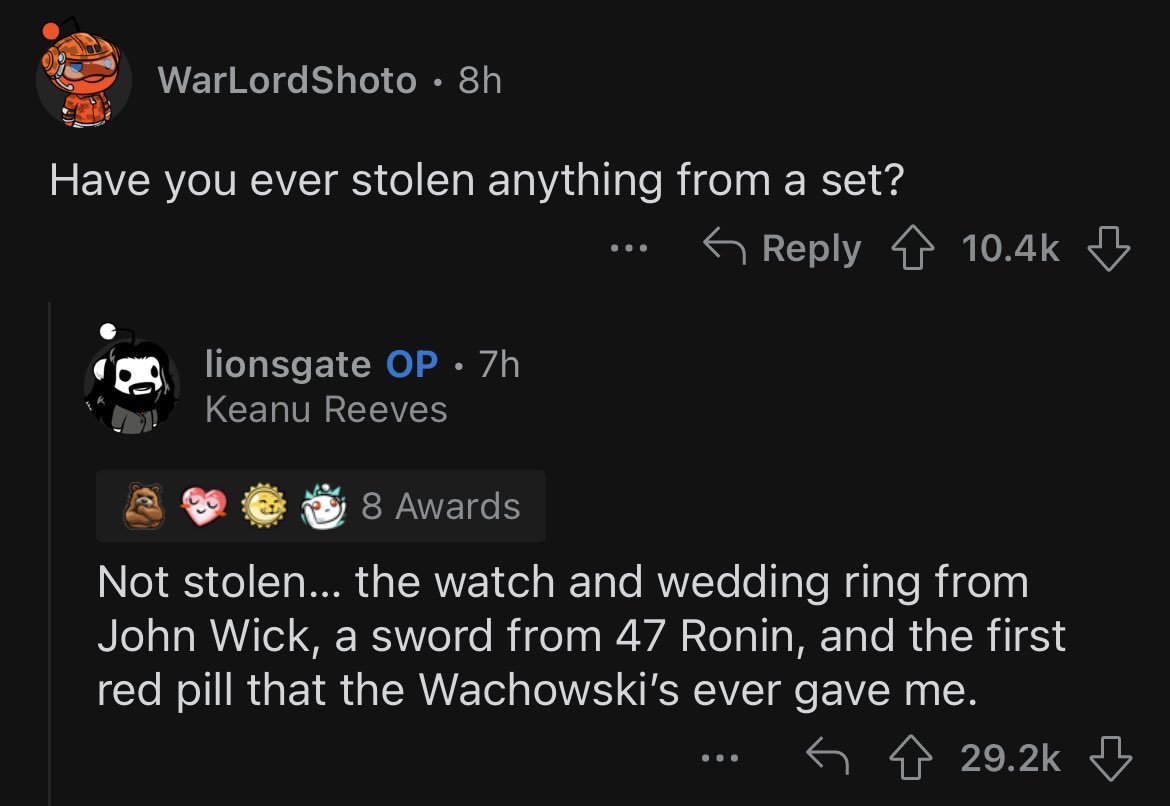KEANU HAS THE ACTUAL REDPILL