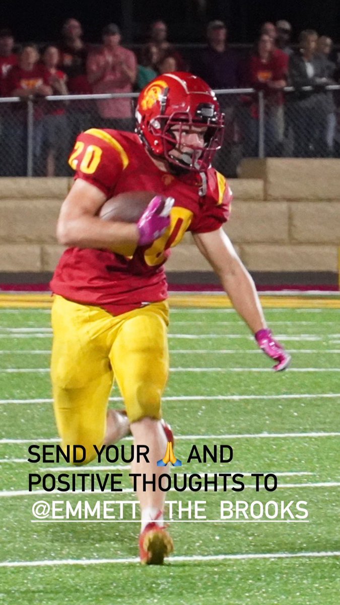 spartaFB's tweet photo. Emmett Brooks a 2 sport, 2 way starter DUDE for us was diagnosed with Leukemia this week, already started treatment and attacking it. Keep him in your thoughts and prayers. https://t.co/PQDt4sBsyJ