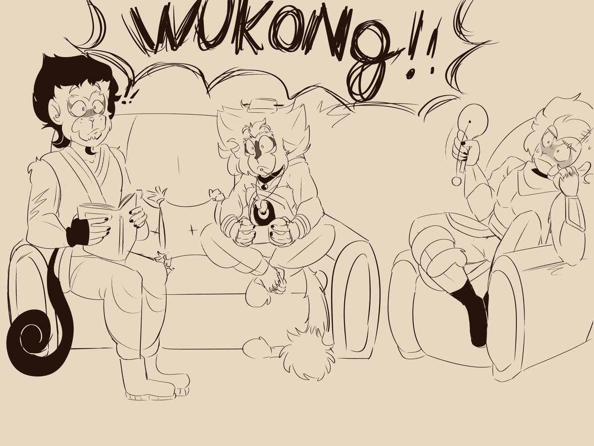 Magih_set's tweet photo. [🥭🫐🍒🍑]

They have a little unspoken rule that you cannot make a disturbing noise when Mac is meditating because he needs quiet sound stimulation in order to hear both the past and the future.

Wukong does not respect this at all.

#fourcelestialprimates #quartetmonkeys #lmkoc https://t.co/8tVqwxfv8o