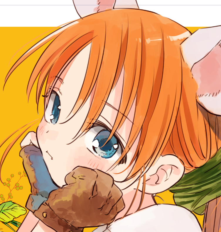 1girl solo blue eyes animal ears gloves orange hair looking at viewer  illustration images