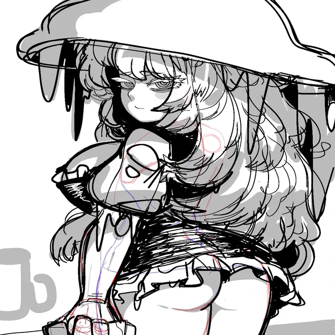 またラフばっか描いて肝心の線画作業が全く進んでないぜ!拓也……立体とか表現の仕方が全く思い浮かばなくて狂いそう 