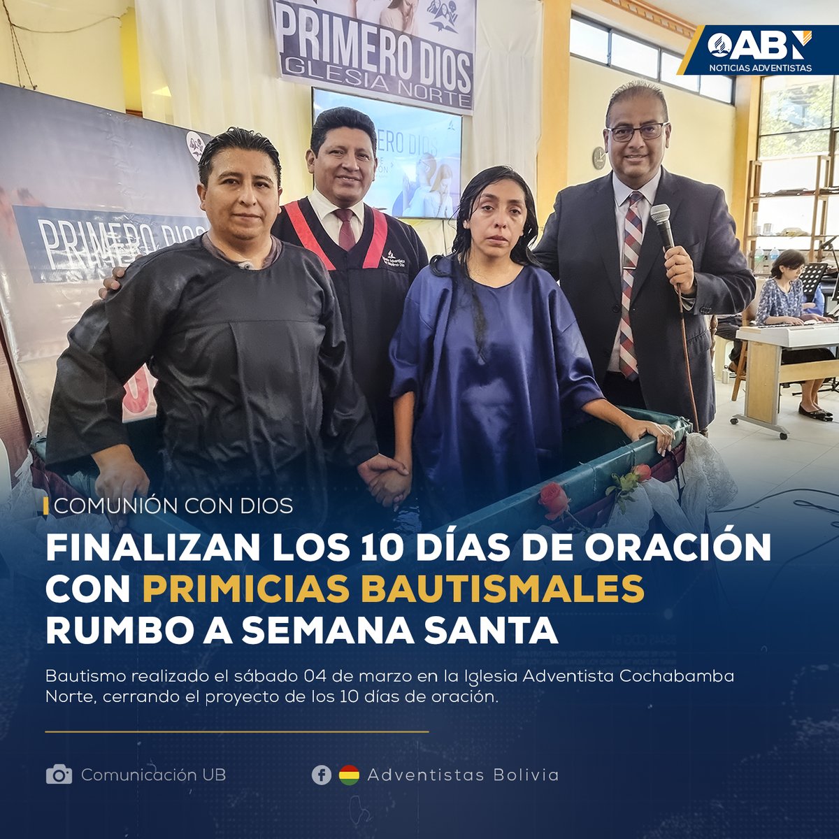 #MayordomíaCristiana | Este sábado 04 de marzo la Iglesia Adventista en Bolivia finalizó los #10DíasDeOración con programas especiales, salidas al campo y bautismos primiciales rumbo a las campañas de Semana Santa 2023.
.
#NoticiasAdventista_ABN
#AdventistasBolivia
#Oración