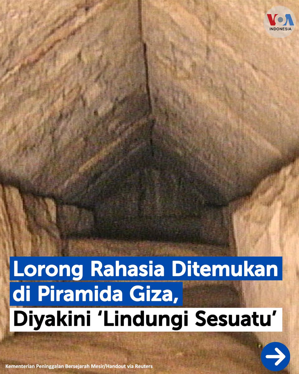 voaindonesia's tweet image. Akankah makam Raja Khufu, salah satu Firaun, kelak ditemukan?

Arkeolog Zahi Hawass—kepala komite yang mengawasi penemuan ini—meyakini penemuan lorong ini dapat membuktikan keberadaan makam Sang Raja.

#scanpyramids #piramida #mesir #khufu #firaun