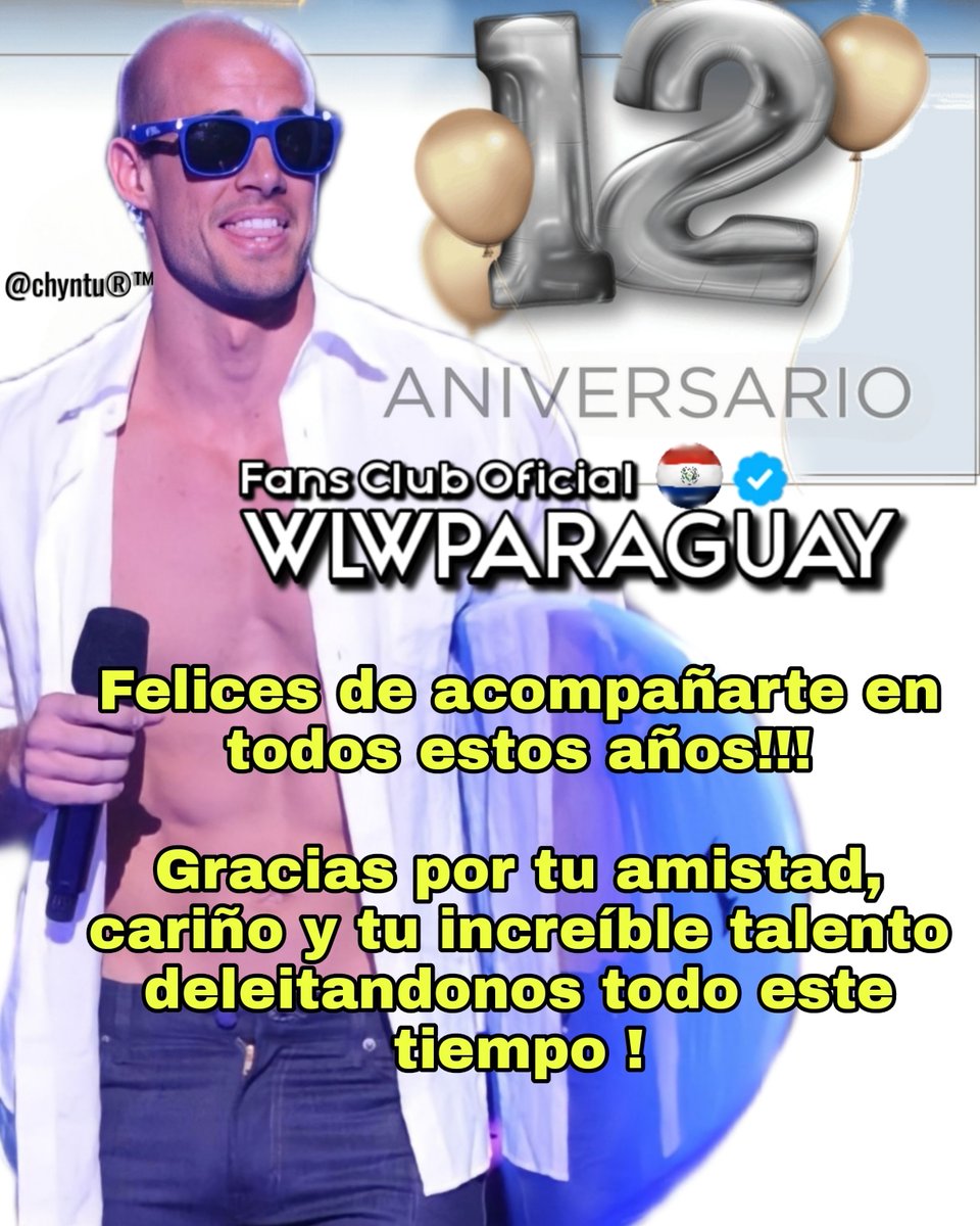 WLWParaguay's tweet photo. 🎉12 🅰Ñ🅾🆂 ᴄᴏɴᴛɪɢᴏ 🎊 @willylevy29 || Desde #𝗪𝗶𝗹𝗹𝗶𝗮𝗺𝗟𝗲𝘃𝘆𝗪𝗼𝗿𝗹𝗱𝗣𝗮𝗿𝗮𝗴𝘂𝗮𝘆 🇵🇾🍾🥂 acompañandote, apoyándote con cariño y respeto profundo .

Gracias a quienes nos acompañan desde siempre, como así  a la nueva generación de #ʟᴇᴠʏꜰᴀɴꜱ apoyando.. https://t.co/QaBESg3ARR