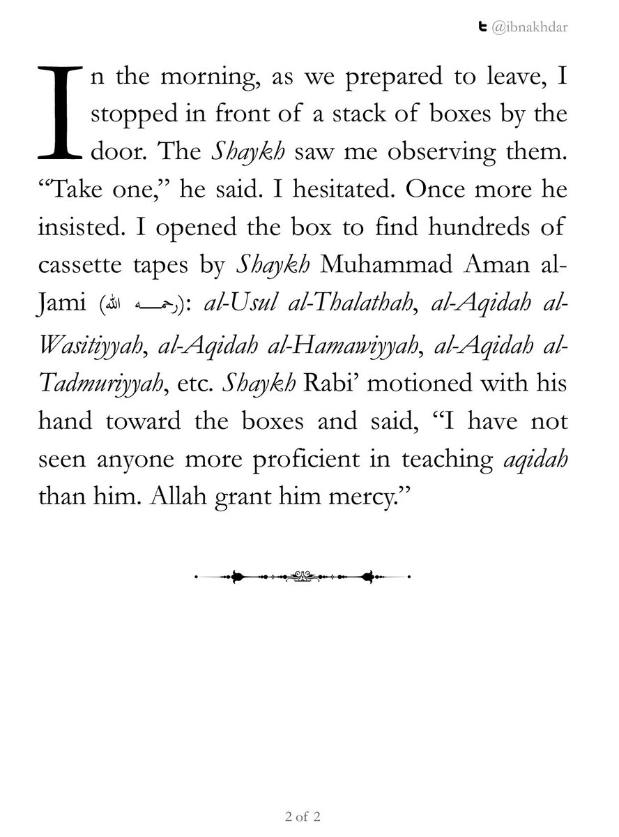 Shaykh Rabi’ b. Hadi Al-Madkhali on 
Shaykh Muhammad Aman al-Jami