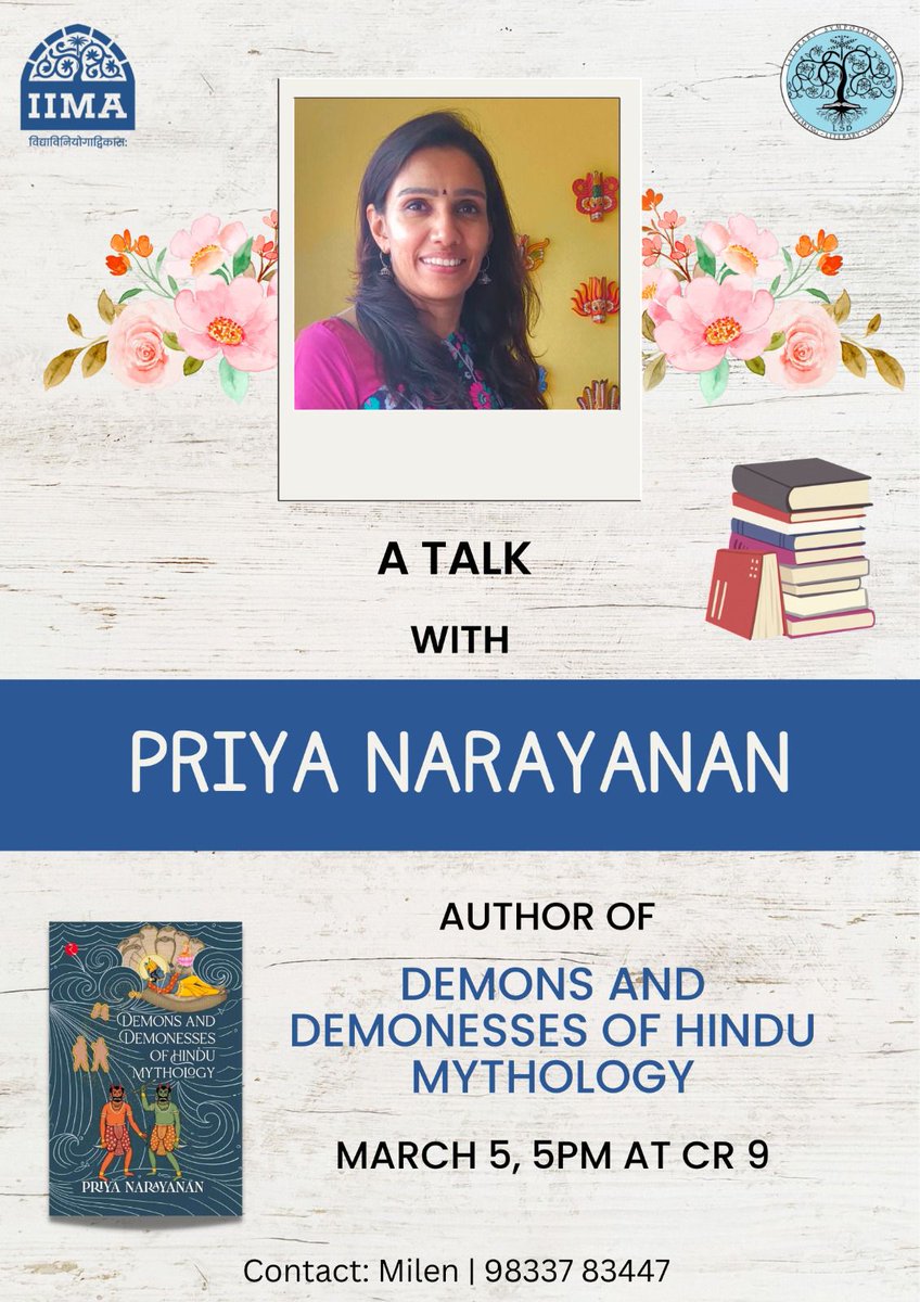 Kushanarchy's tweet photo. Two great events happening today at IIM Ahmedabad by @LSD_IIMA 

Superb opportunity to spend two enriching hours in the evening! It is Open to all and Free for all! They also have a bookstall set up! :) https://t.co/7WuLA2J0Py