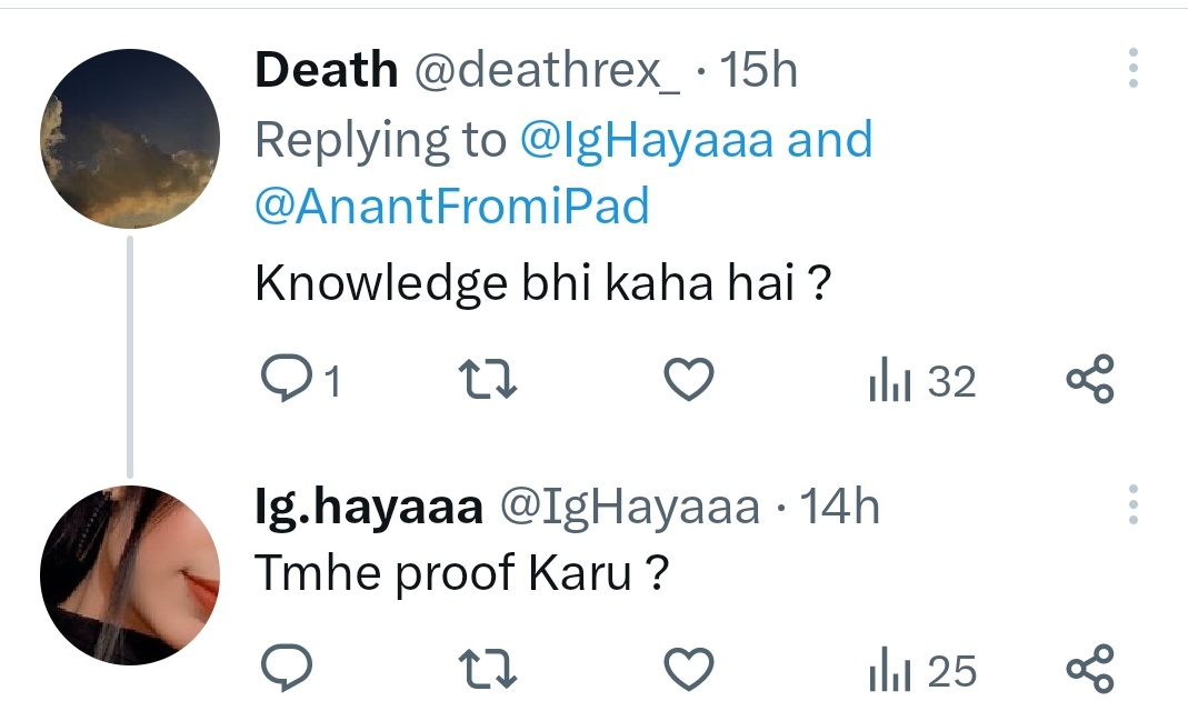 ARUN03071486's tweet photo. @_deeponh @IgHayaaa Mai tujhko proof kyu karun? Meri knowledge achi hai https://t.co/IJH9JAHICv