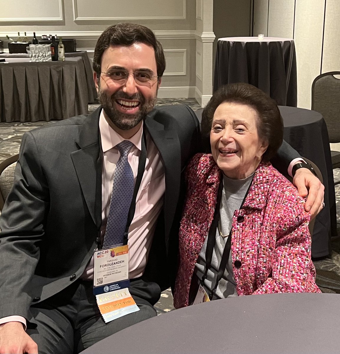 FarshadForouz's tweet photo. A great honor to update my photo with my master mentor and legend ⁦@NanetteWenger⁩ from #ACC2015 with this one from today @ #ACC23 ⁦@emoryheart⁩ ⁦@UHhospitals⁩ ⁦@cvinnovations⁩ ⁦@ACCinTouch⁩⁦@emorywomenheart⁩ @SCAI⁩ https://t.co/amQfl8rfvQ