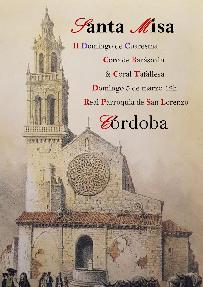 Real Parroquia San Lorenzo Mártir de Córdoba (@rpsanlorenzomc) on Twitter photo Este domingo II de Cuaresma nos acompañará una magnífica Coral de Pamplona, a su paso por Córdoba, en la misa de 12 de la mañana. Este domingo II de Cuaresma nos acompañará una magnífica Coral de Pamplona, a su paso por Córdoba, en la misa de 12 de la mañana.