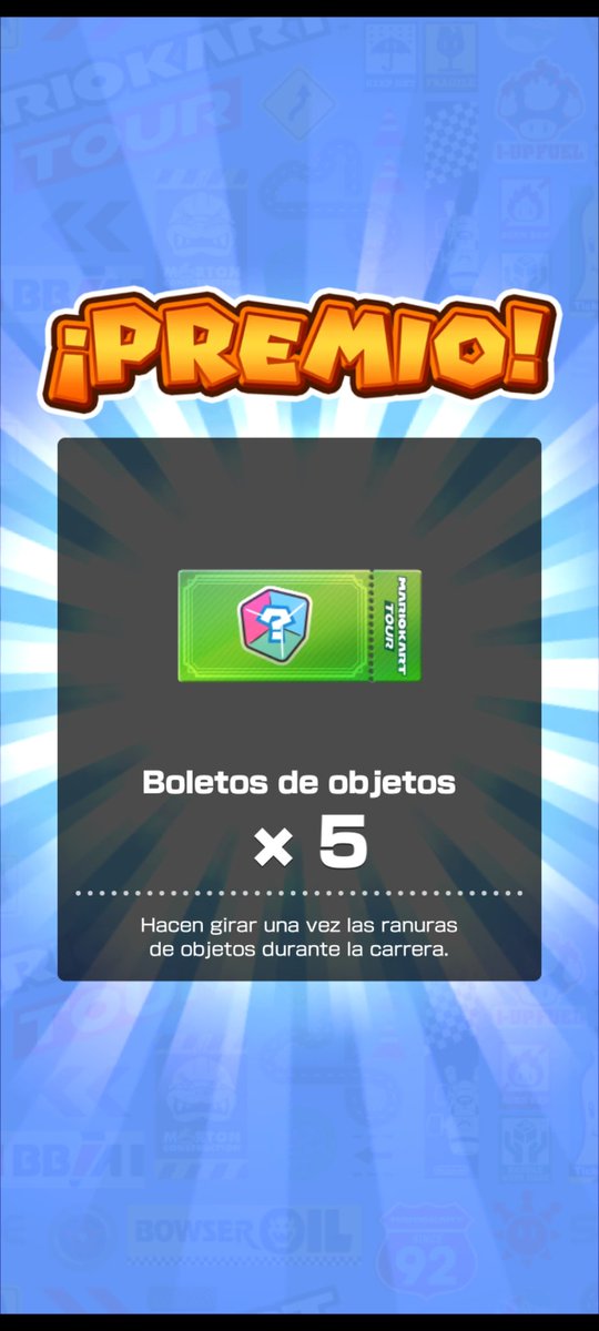 AndiSkateVida's tweet photo. Se acabaron los tiros de tuberías de fichas, y en el último me esperan estos 5 boletos que sumados da un total de 60. Gracias nintendo, te lo agradezco muchísimo 🤡🤡
#TokenShop #MarioKartTour https://t.co/nc7wP7AT5r
