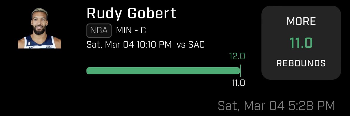 CashPropsLLC's tweet photo. BANG BOTH THE GOBERT LINESSS 🏌🏾🧪. E Z MAN E Z. I hope I was able to help y’all today with pairing gobert into ur fav picks. As long as they keep disrespecting him as if he isn’t a him on the glass, we going right back to him every night! On to tmrws massive slate 🫡🍀🖤 https://t.co/5l5esY7S4v