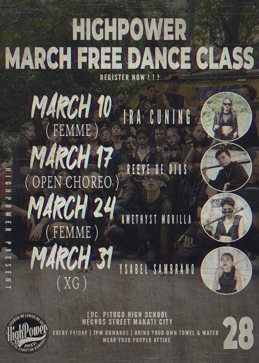 highpower2016's tweet photo. HIGHPOWER FREE DANCE CLASS 🔥
📍 MAIN GATE - PITOGO
Negros St. Brgy.Pitogo in front of Pitogo High School (Main Gate) Makati City
To REGISTER or INQUIRE, message our fb page: https://t.co/GESb20LiMl
#freedanceclass #highpower2016 #danceclass #dance #choregraphy #fyp https://t.co/VFuyBktv6j