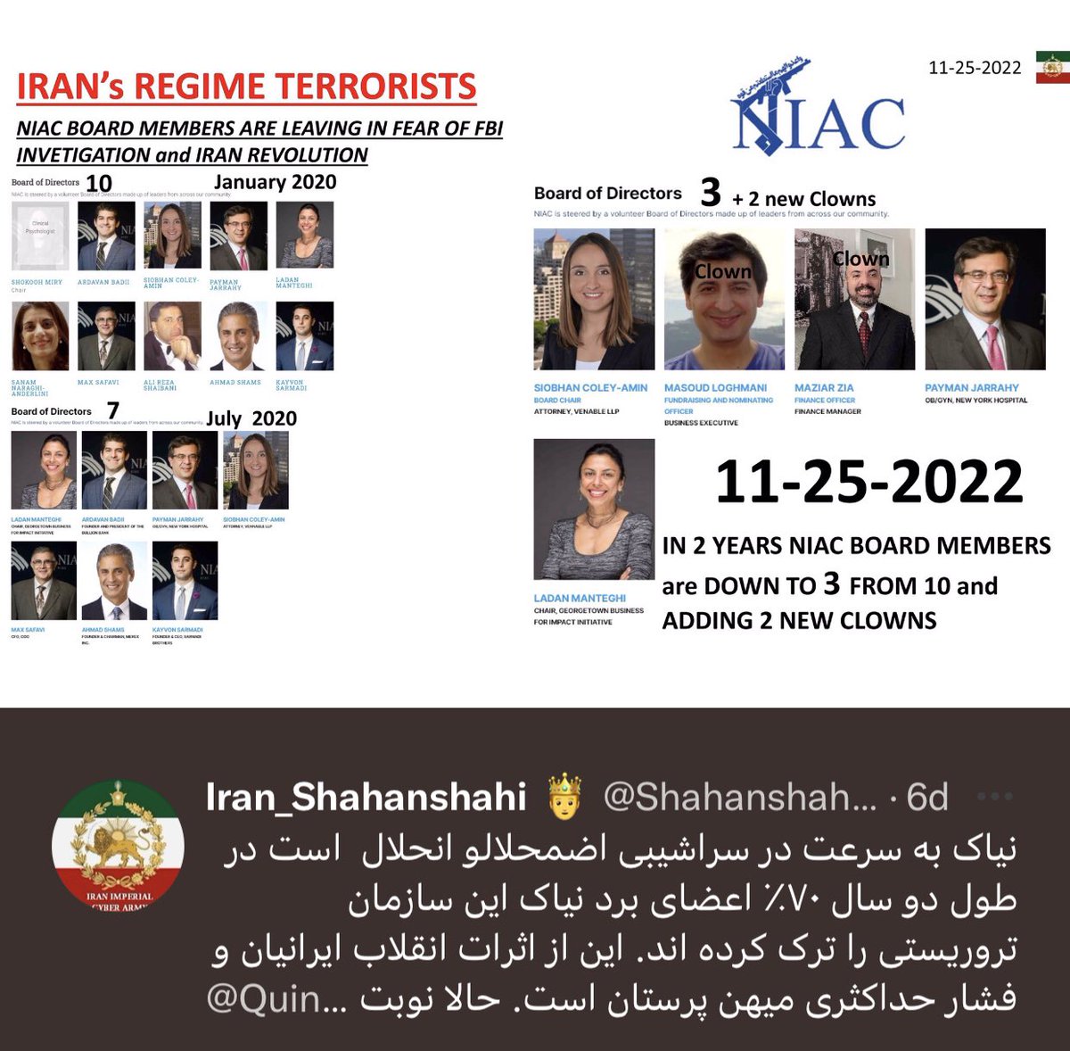 @AzarMoTeh For NIAC it’s over. They are trying  hard to survive but no chance.  Now they are down  to 4 board member , everybody is leaving.