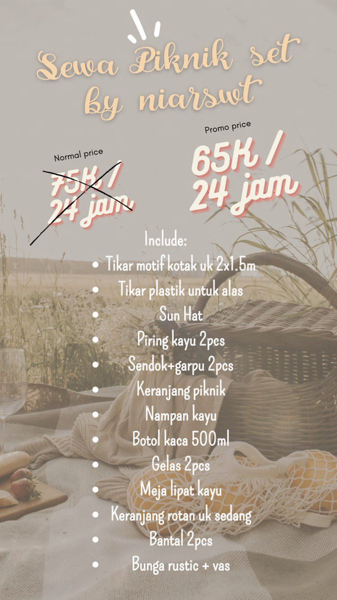 niarswt's tweet photo. Piknik o rek biar gak panik🙌

Sewa piknik set Malang , murah dan lengkap!
💸: 65k/day
📍: Plaosan Timur, Blimbing
Ig: piknik.oo

Bisa kirim2 maupun Cod yaaaa
@infomalang #pasarmingguinfomalang #pikniksetmalang #sewapropertifotomalang #sewapikniksetmalang #exploremalang https://t.co/4JNfxycqfw