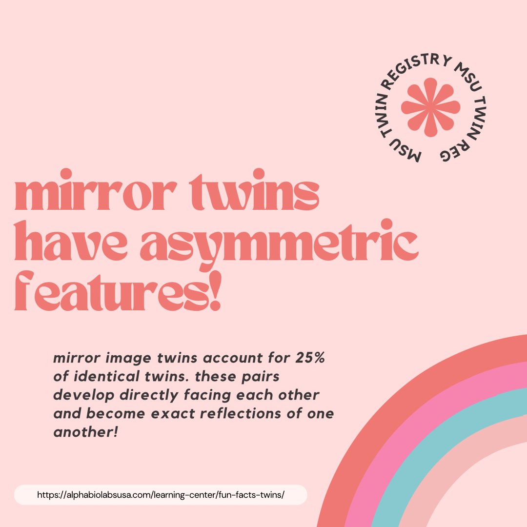 KlumpLabMSU's tweet photo. Mirror image twins develop directly facing one another! For more interesting twin facts, follow us @KlumpLabMSU ! https://t.co/s7k6ythzEV
