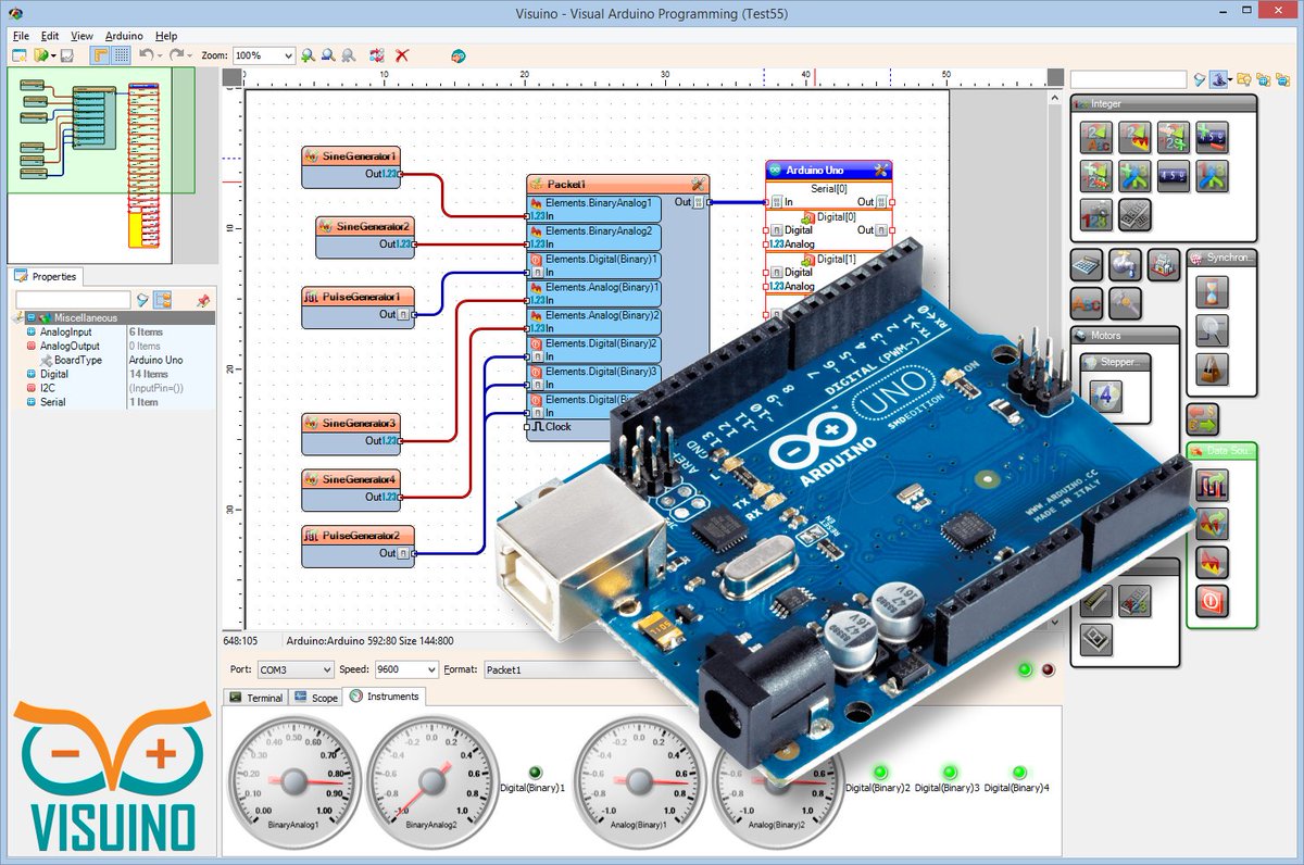 Programación Gráfica #Arduino #Visuino portalarduino.com