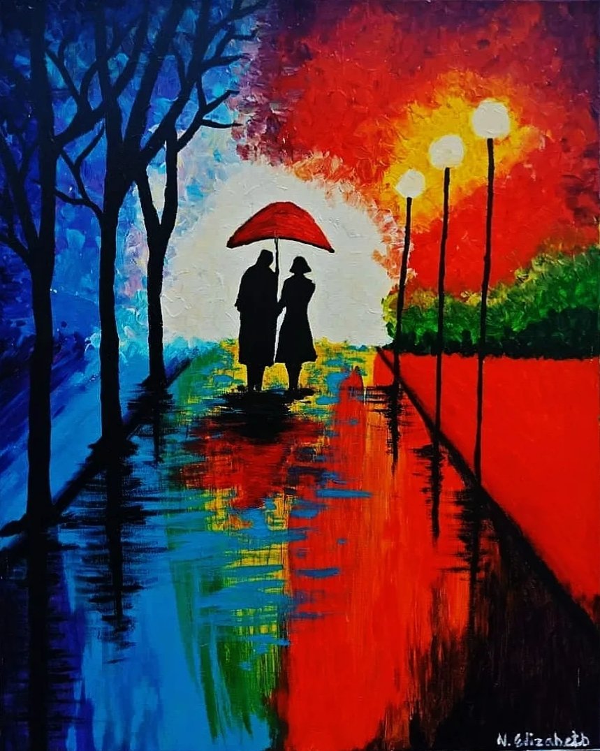 "Couple in rain" (Sold)  #Abstractart #artist #acrylicpainting #art #artwork #abstract #drawing #watercolor #oilpainting #painting #love #passion #couple #artsy
