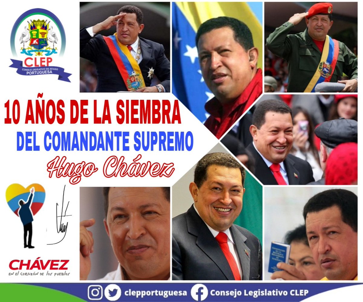 A 10 años del pase a la inmortalidad del comandante eterno Hugo Chávez, desde el Consejo Legislativo del Estado Portuguesa, las legisladoras y legisladores junto a las trabajadoras y trabajadores de esta honorable institución, celebramos su vida, su energía,  y su fuerza viva.