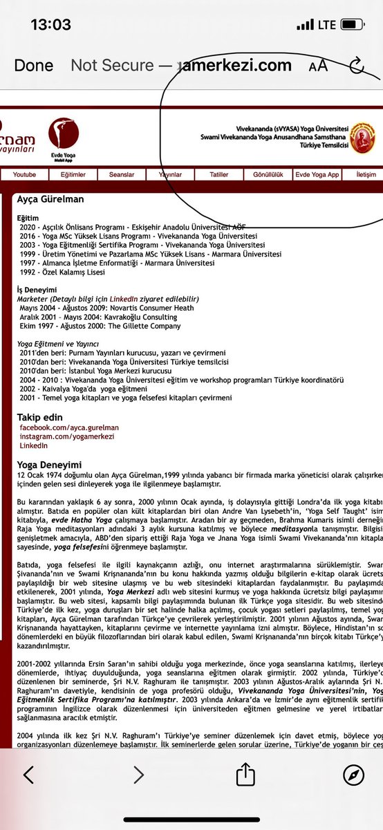 <a href="/IstanbulYoga/">Ayça Gürelman</a> Kendinizi Yoga Üniversitesi mezunu gösteren dolandırıcılardan uzak tutun ! 

Ya paranızı, ya akıl sağlığınızı kaybedersiniz !