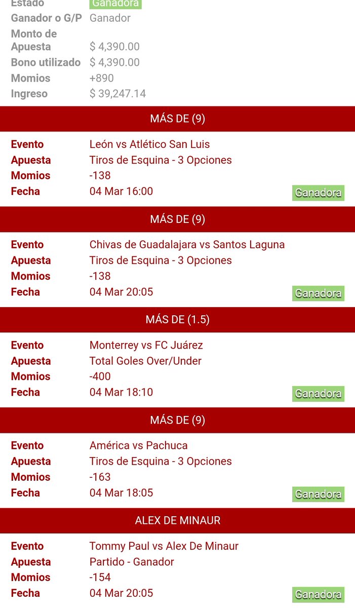 ChapitoApuestas's tweet photo. SE PRENDIÓ EL CERRO 🔥🔥🔥🔥!!!

Regalarle una Apuesta al Chapito, siempre será un Error 🔥!!!

Excelente Parlay y lo mejor es que la ganamos TODOS JUNTOS ✅🔥!!

Con $0 pesos hice casi $40,000 pesos🔥!!

Regalaré $4,247 entre los 🔄,❤️ y que me compartan que siguieron mi Parlay. https://t.co/3l2AtSh7jD