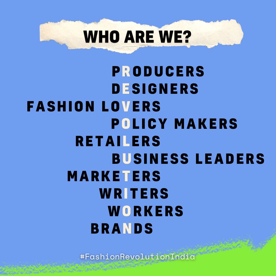 Fash_RevIndia's tweet photo. WHO ARE WE?
We are revolutionaries from all corners of the globe who advocate for a fair, safe, and transparent fashion industry.
Save this post for the next time you need a little reminder 🤍
Inspiration @fash_rev_qatar
#FashionRevolution #FashRev #FashRevIndia https://t.co/iLo803RLFz