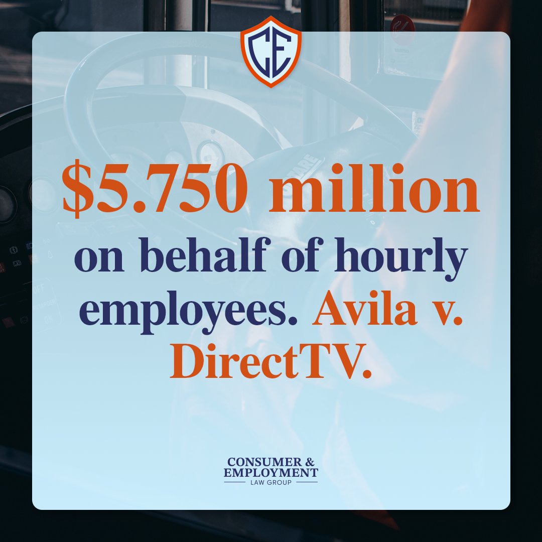 CELawGroup's tweet photo. DirectTV violated California law by failing to separately compensate employees for work outside of installations and repairs.

#CaliforniaConsumerLawyer #SanDiegoConsumerLawyer #StrongerCA #CaliforniaEmploymentLawyer #RealJustice #ForthePeople #CELG #EmploymentLaw https://t.co/3wNcGORpTU