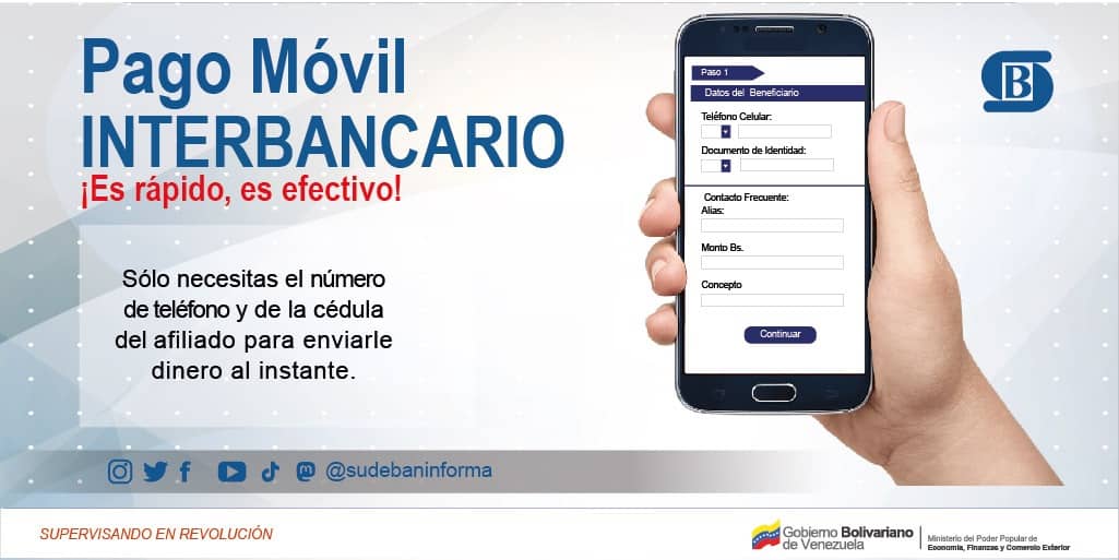 SudebanInforma's tweet photo. #Entérate || Paga tus compras al instante sin utilizar efectivo con Pago Móvil Interbancario.

#P2P #P2C #C2P #PagoMóvilInterbancario  
#SupervisandoEnRevolución https://t.co/cLjooCKZBu