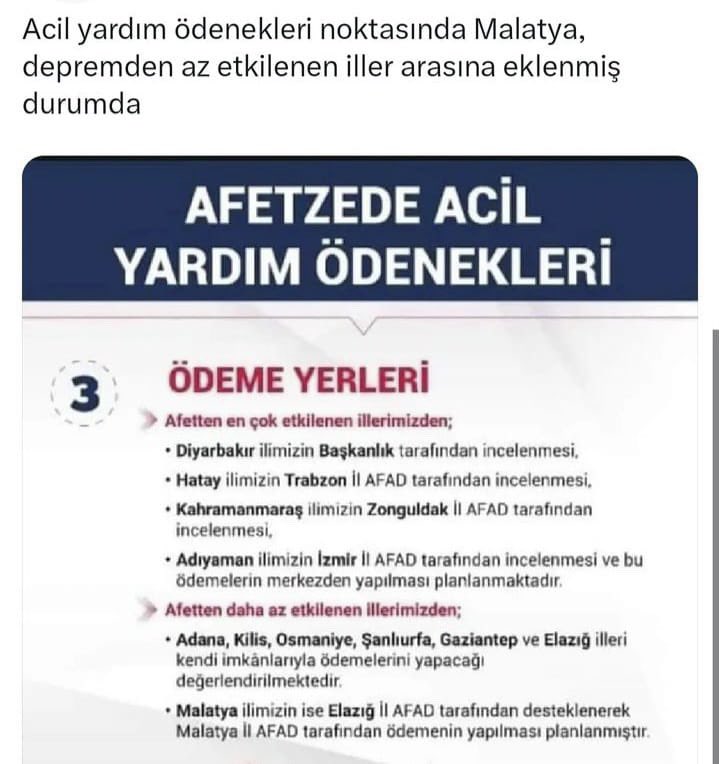 5.000’in üzerinde bina yıkılmış,  40.000’in üzerinde bina ağır hasarlı, 50.000 civarı orta hasarlı bina var. halktan yaklaşık 600.000 kişi göç etmek zorunda kalmış. En çok hasarlı 3.İl gösteriliyor
Ama hafif hasarlı! Pess
Bizim vekil ve yöneticilerimiz nerede?
#MalatyaYalnızKaldı