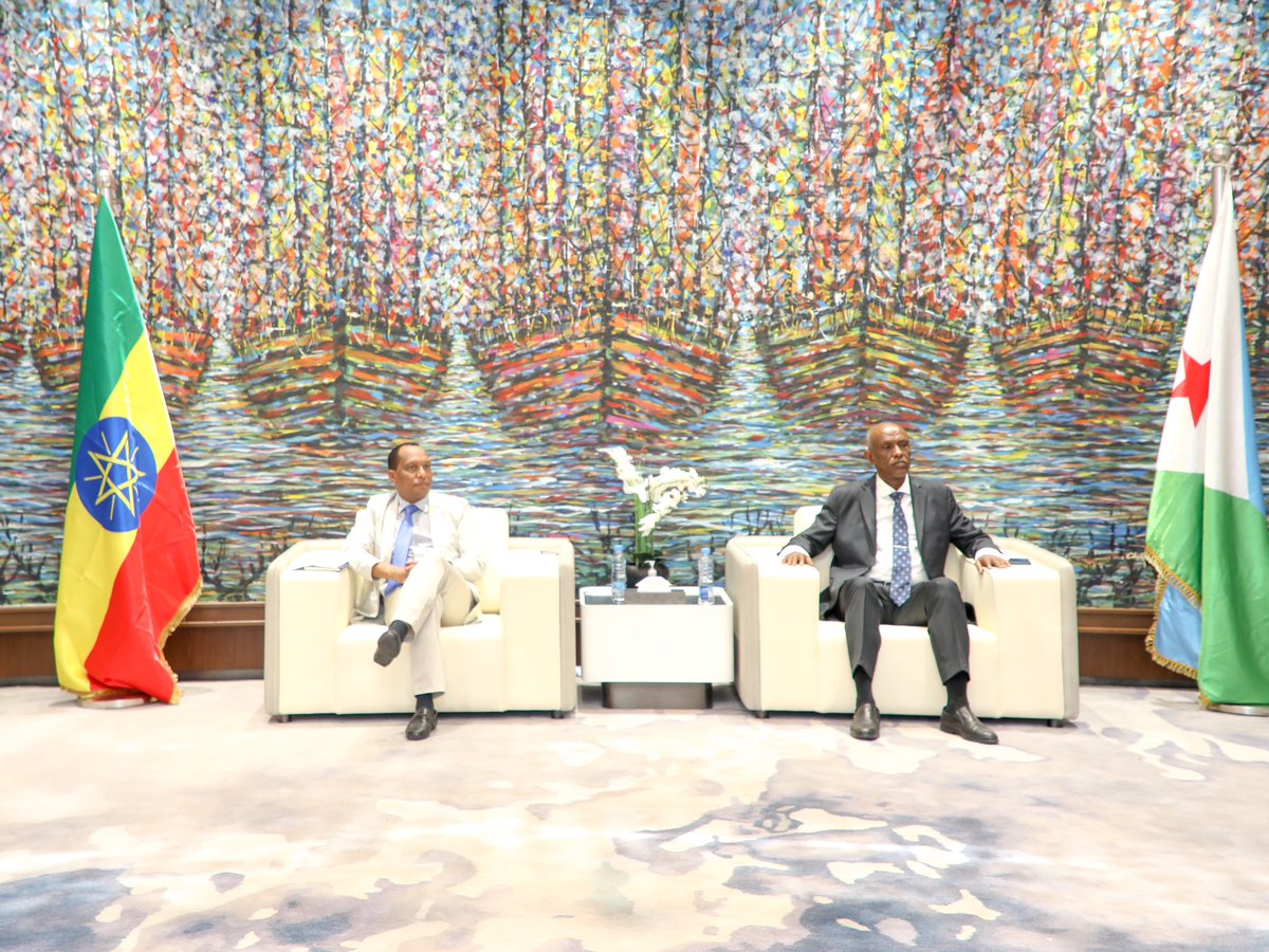 ETEmbassyJIB's tweet photo. H.E. Dr. Alemu Simie, Minister of Transport &amp; logistics  of #Ethiopia, together with H.E. Hassan H. Ibrahim, Minister of Infrastructure &amp; Equipment of #Djibouti, and  @omar_hadi, President of @dpfza, visited the Red Sea World, Djibouti's international exhibition centre &amp; @dpfza. https://t.co/JgssmJvGdr