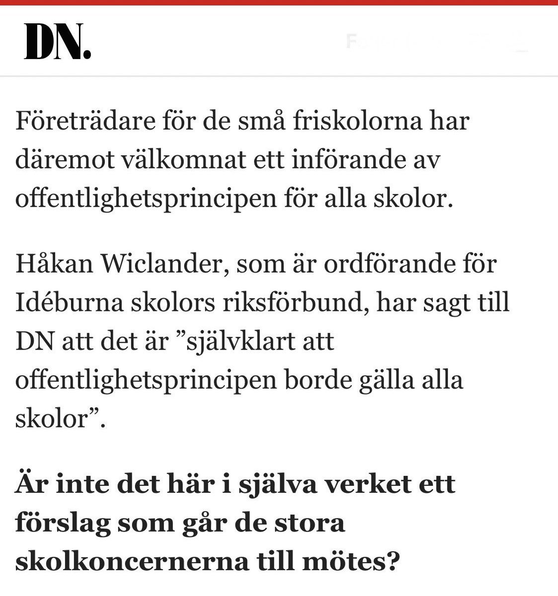 Så @liberalerna utbpol talesperson klipper in citat fr skolministern och påstår det är från idéburna skolor. Men de sa som det framgår av bilden. @FredrikMalm far med osanning och kallar alla aktiva lärare på #skoltwitter för dårar. Så här kan vi inte ha det i skolpolitiken!