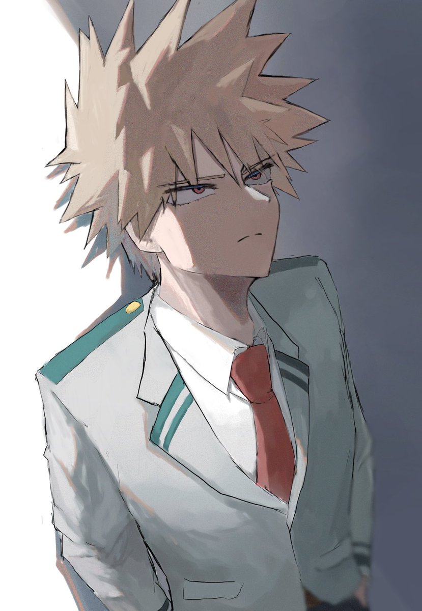 bakugou katsuki u.a. school uniform male focus 1boy spiked hair necktie school uniform solo  illustration images