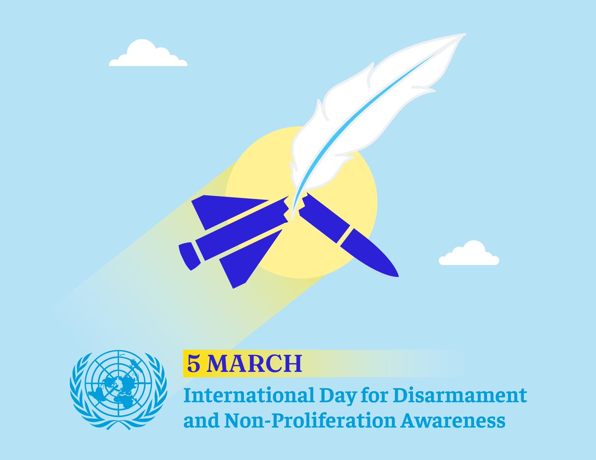 Today we celebrate the first International Day for Disarmament and Non-Proliferation Awareness.  

Educating young people on multilateral #disarmament and non-proliferation efforts is crucial to achieve sustainable international #peace and security🌎. #IDDNPA