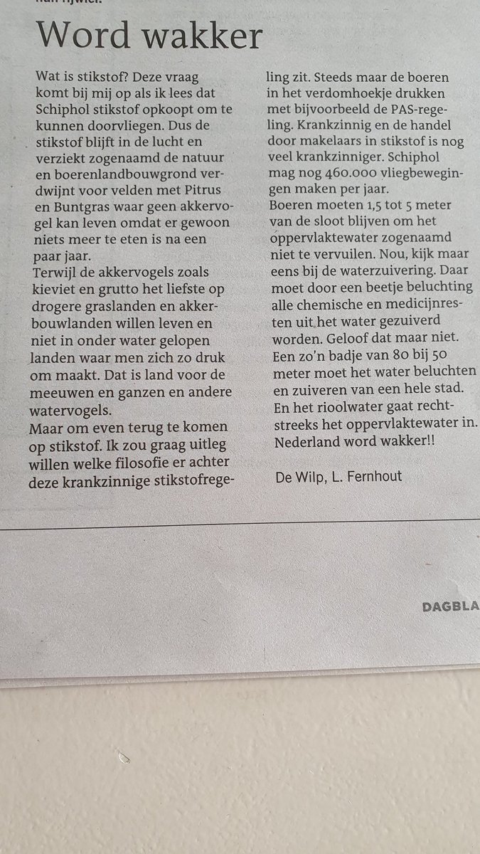 Juist ja, Nederland wordt wakker.