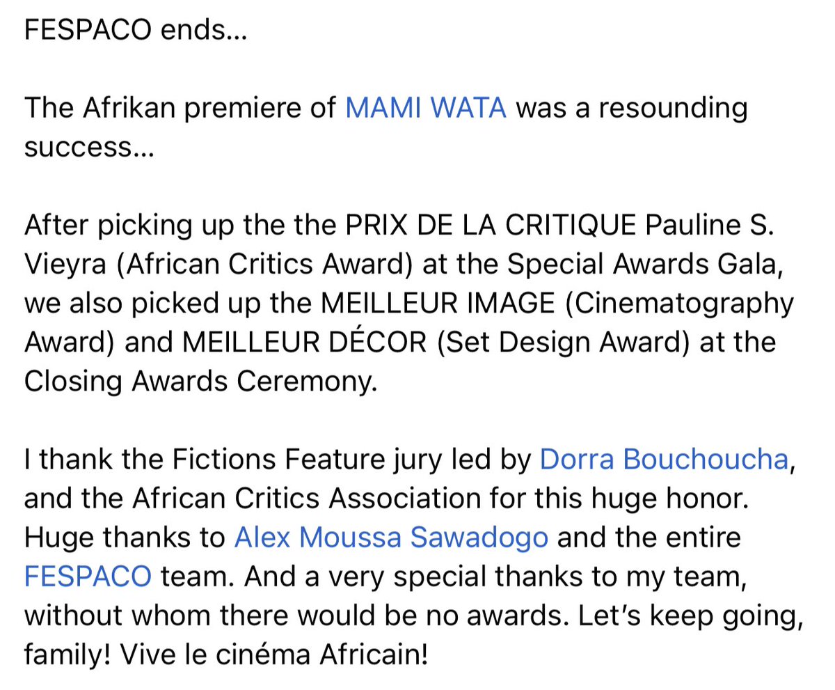 Merci beaucoup, FESPACO!