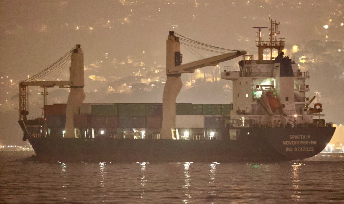 YorukIsik's tweet photo. Repatriation of military equipment: @USTreasury sanctioned SC SOUTH LLC owned Russia flag vessel Sparta IV, itself sanctioned for being linked to SOUTH, transited Bosphorus toward BlackSea en route from Tartus to Novorossiysk carrying military cargo. Civilian vessel in name only. https://t.co/QDy5q6ByOq