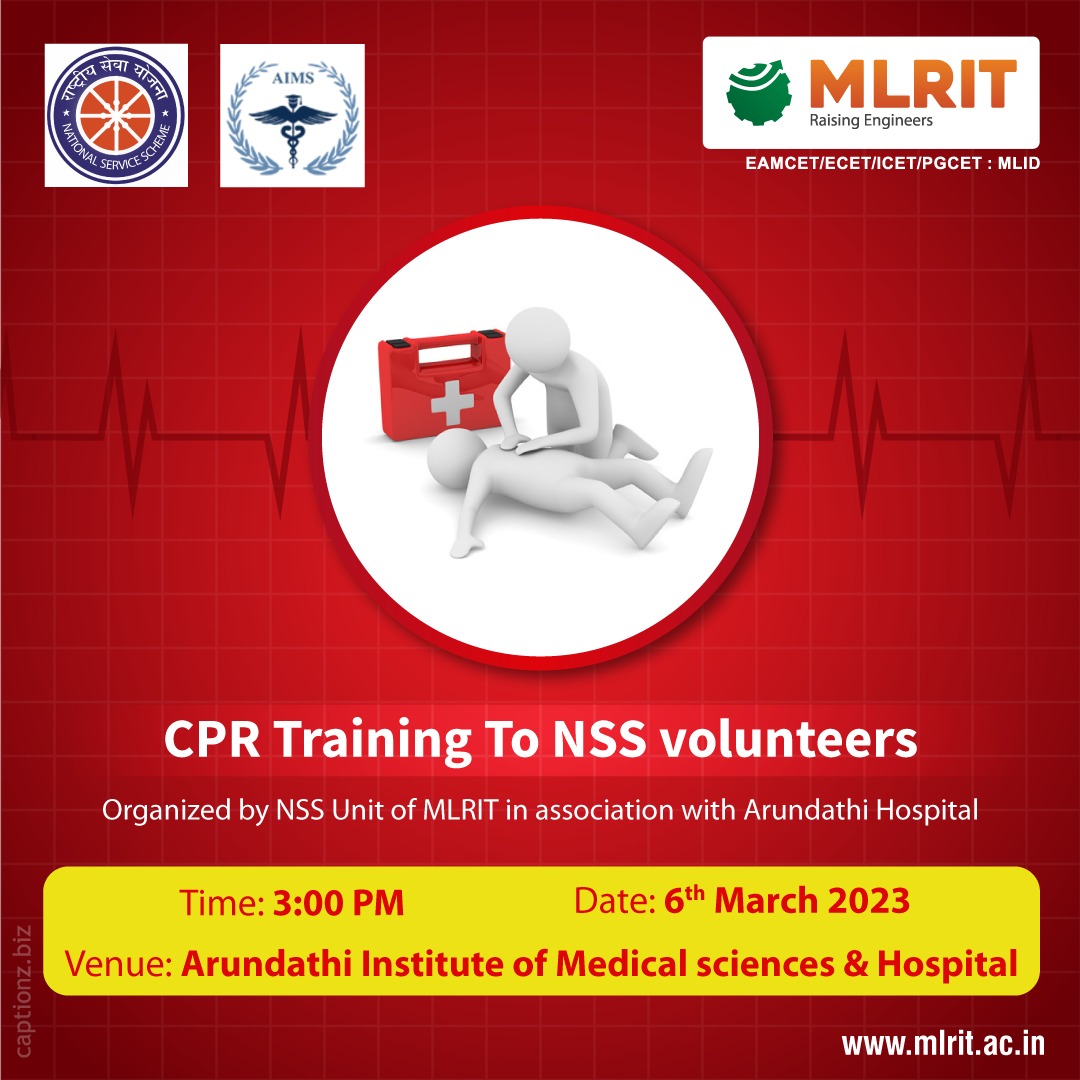 mlritin's tweet image. We can't help everyone, but everyone can help someone!! A training program to create awareness on CPR.
#cprtraining #nssunit #mlrit #savelives #cprtraining4life