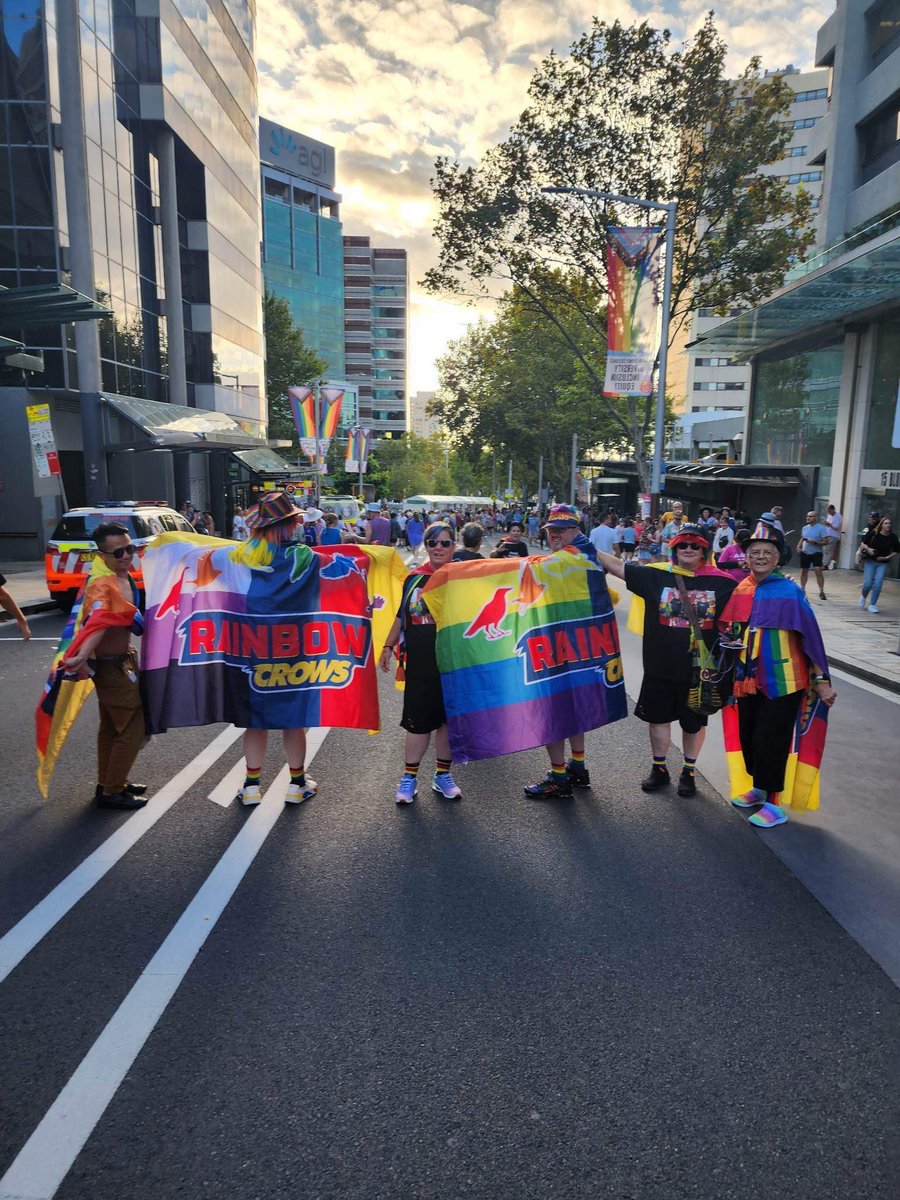 Crowject's tweet photo. we are proud to be sponsors of the amazing team at @crows_rainbow who had the privilege of walking across the Sydney Harbour Bridge as a part of @SydWorldPride this weekend! #sydworldpride #weflyasone #rainbowcrows https://t.co/E6XF1894W4