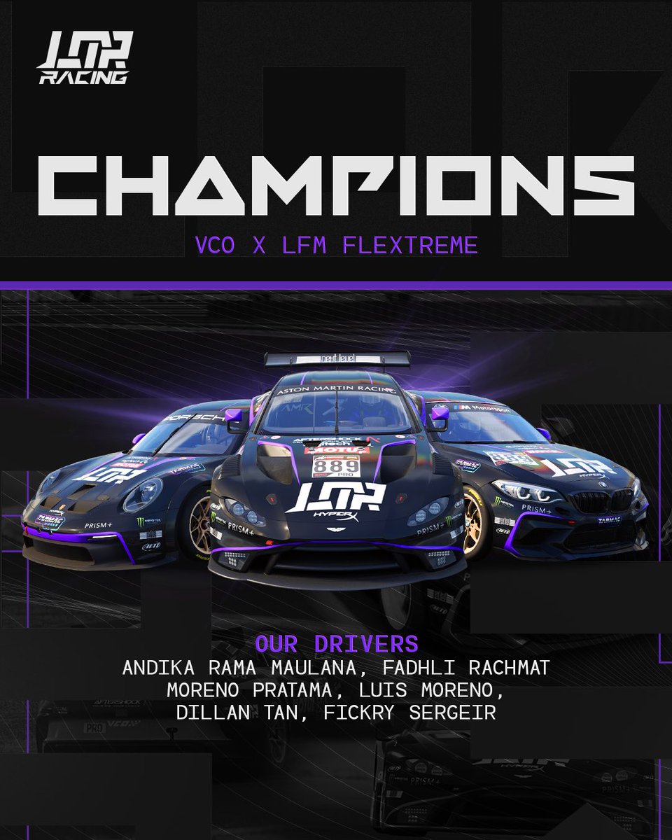 Another endurance title for the team as we claimed the VCO x LFM Flextreme Challengers Grid Championship! Big thanks to all the drivers for putting in the hard work!  

#legionofracers #lorracing #champion #endurance #simracing
