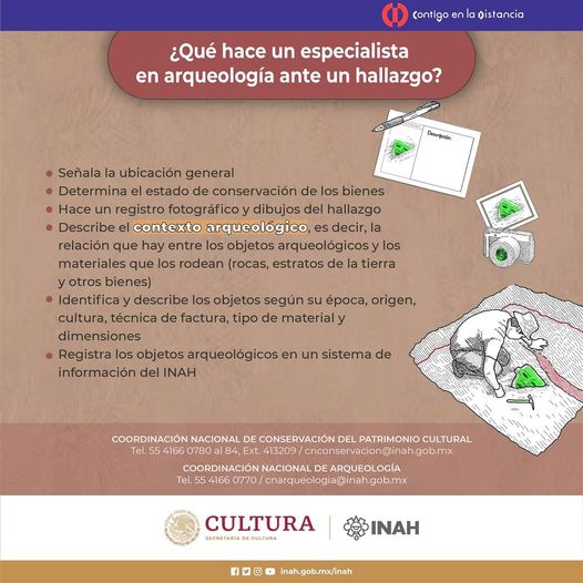 ENCRyM's tweet photo. ¿Sabes qué hace un especialista en #arqueología ante un hallazgo?
Te invitamos a conocer más información al respecto en esta infografía realizada por la @CNCPC_INAH.
#ENCRyM #CNCPC #INAHenMovimiento https://t.co/dol6MqR2AV