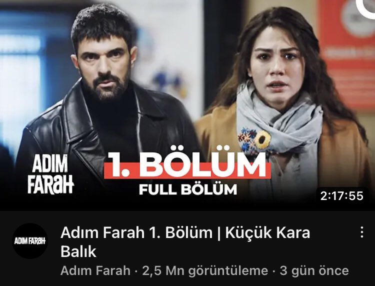 #AdımFarah’ın ilk bölümü YouTube’da 2.5 Milyon izlenmeye ulaşmış…
