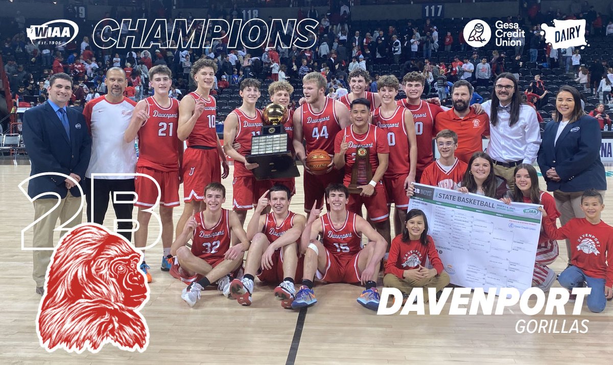 Congratulations to the 2B Boys Basketball State Champions, the Davenport Gorillas!

#wabkbscores #wastatebasketball

@GesaCU @KalispelTribe @NorthernQuest